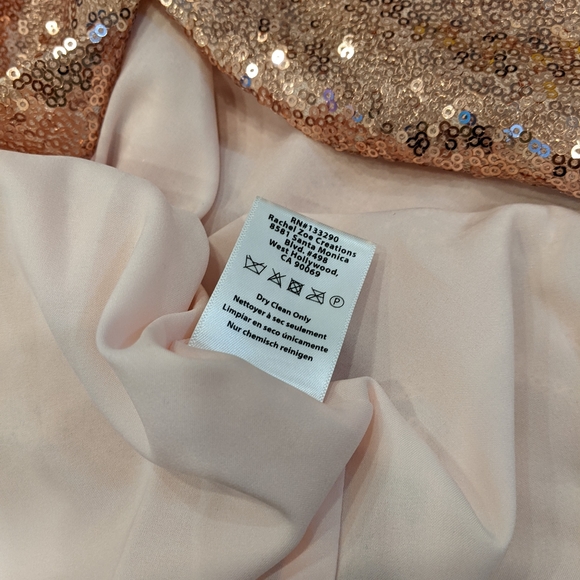 Brand New Bloomingdale's Rachel Zoe One Shoulder Ruffle Sequin Pink Dress Size 6 - Picture 16 of 16